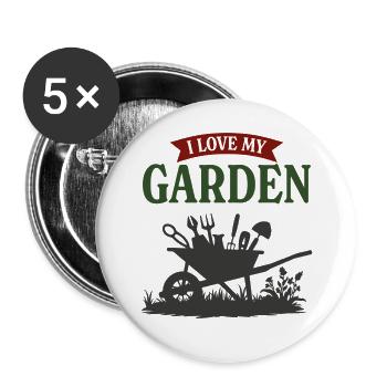 I love my garden - Buttons large 2.2''/56 mm (5-pack) - white - Front