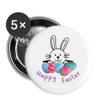 Happy Easter - Buttons groß 56 mm (5er Pack) - Weiß - Vorne