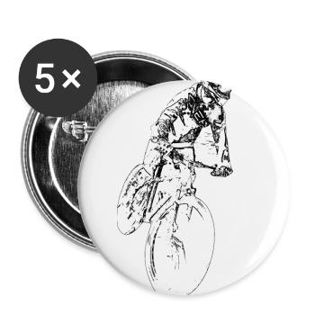 Mountain biker driving downhill - Buttons large 2.2''/56 mm (5-pack) - white - Front