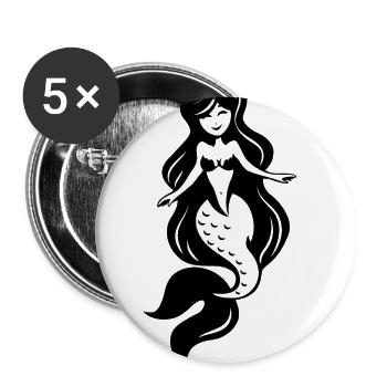 Girl siren - Buttons large 2.2''/56 mm (5-pack) - white - Front