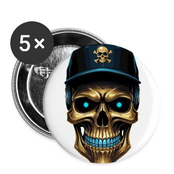 Urban Totenkopf Basecap - Buttons groß 56 mm (5er Pack) - Weiß - Vorne