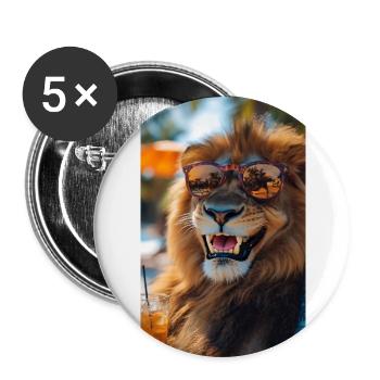 Lion majestueux dans l’ambiance des vacances - Lot de 5 grands badges (56 mm) - blanc - Devant