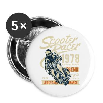ROLLER RACER - Moped Scooter Shirt Motiv - Buttons large 2.2''/56 mm (5-pack) - white - Front
