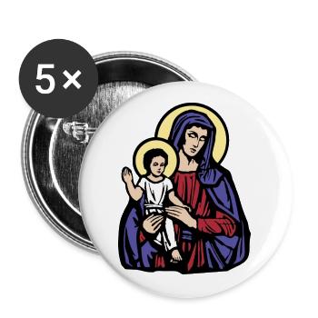 Mary and Jesus eu - Buttons large 2.2''/56 mm (5-pack) - white - Front