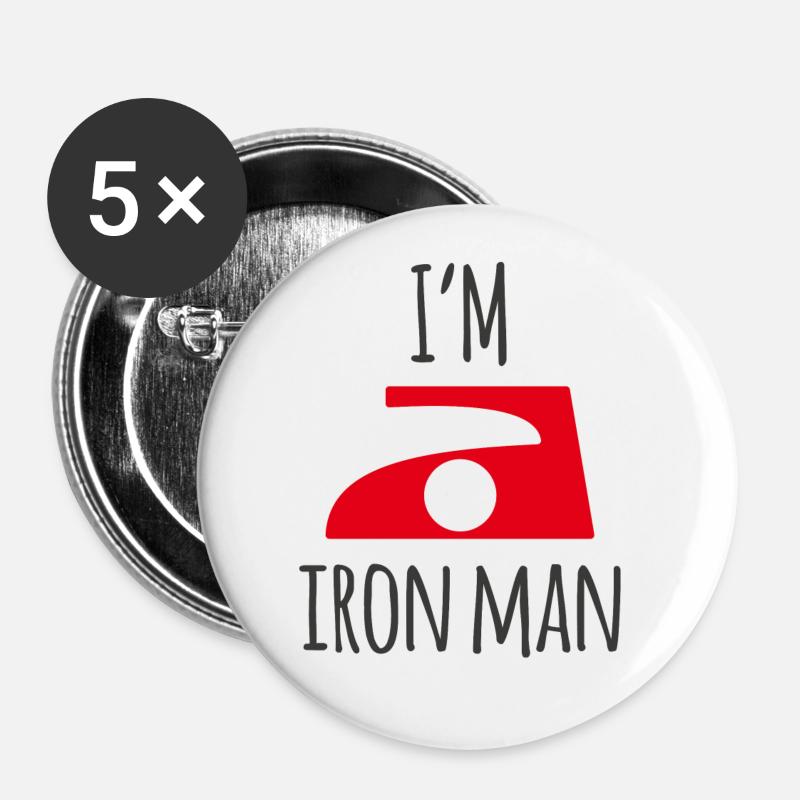 Iron Man - Buttons large 2.2''/56 mm (5-pack) - white