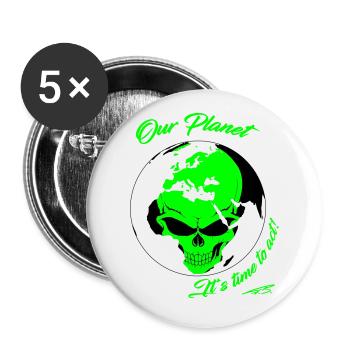 It's Time to act Save the Planet - Buttons groß 56 mm (5er Pack) - Weiß - Vorne