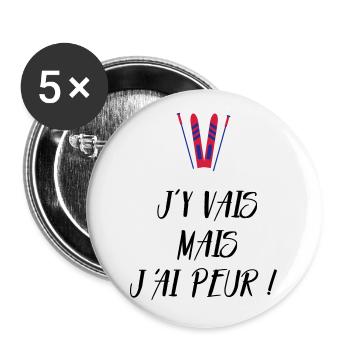 J'y vais mais j'ai peur ! Les Bronzés font du ski - Lot de 5 grands badges (56 mm) - blanc - Devant