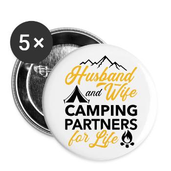 Camping - Buttons groß 56 mm (5er Pack) - Weiß - Vorne
