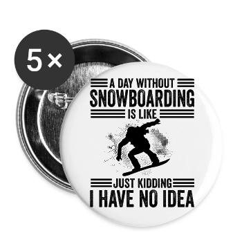 Snowboarder Snowboarding Gift - Buttons large 2.2''/56 mm (5-pack) - white - Front