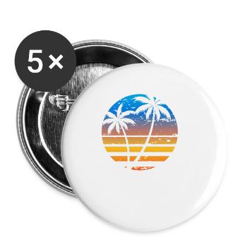 Lanzarote Sommer Sonne Strand Meer Palmen - Buttons groß 56 mm (5er Pack) - Weiß - Vorne