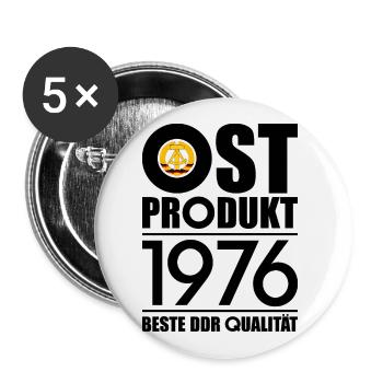 50. GEBURTSTAG OSSI OSTPRODUKT 1976 DDR - Buttons groß 56 mm (5er Pack) - Weiß - Vorne
