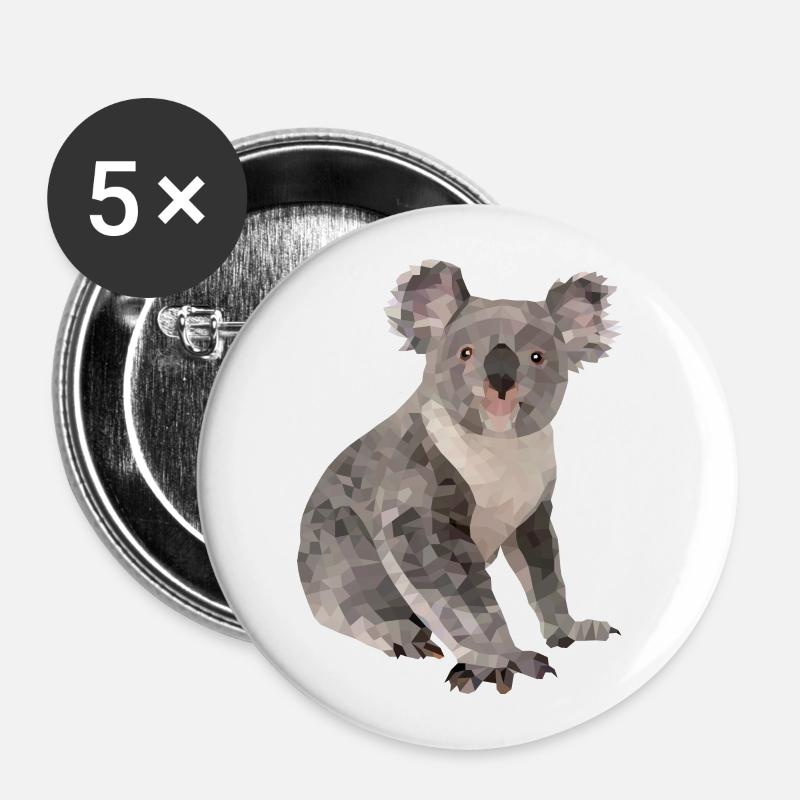 Koala - Buttons groß 56 mm (5er Pack) - Weiß