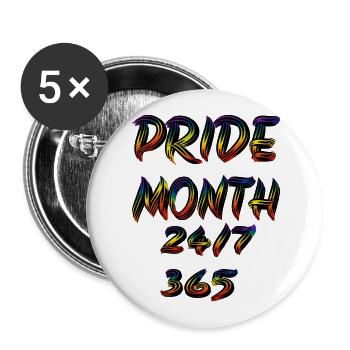 Mois de la fierté Année Amour Gay Queer Homosexuel bi - Lot de 5 grands badges (56 mm) - blanc - Devant