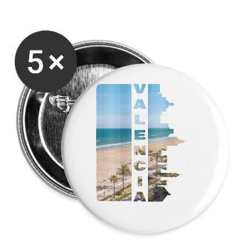 Valencia Spain City Skyline Holiday Summer - Buttons large 2.2''/56 mm (5-pack) - white - Front