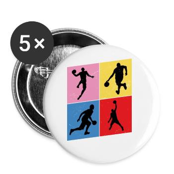 Basketteur Basketteur Vintage Rétro - Lot de 5 grands badges (56 mm) - blanc - Devant