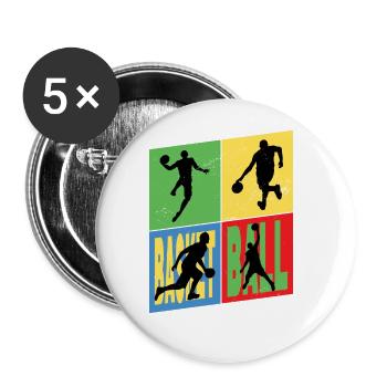 Basketteur Basketteur Vintage Rétro - Lot de 5 grands badges (56 mm) - blanc - Devant