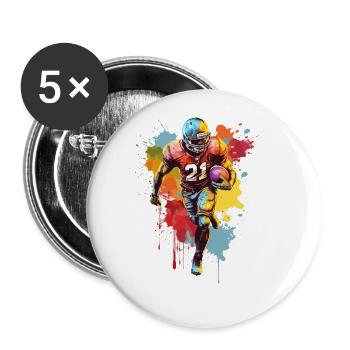 American Football Spieler USA Sport Bunt Splash - Buttons groß 56 mm (5er Pack) - Weiß - Vorne