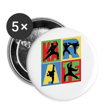 Karate, Karateka, martial arts, Fighting, Sports - Buttons large 2.2''/56 mm (5-pack) - white - Front
