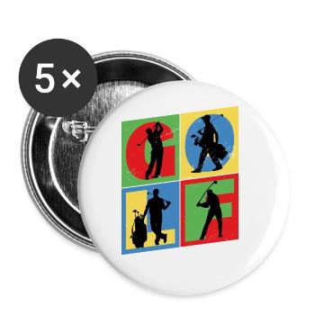Golf Golfen Golfspieler Sport Hobby Club Vintage - Buttons groß 56 mm (5er Pack) - Weiß - Vorne
