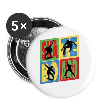 Skateboarding Skate Skater Skateboard Sk8 Vintage - Lot de 5 grands badges (56 mm) - blanc - Devant