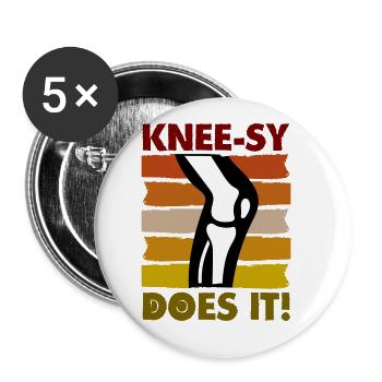 Knee-sy does it! - Buttons groß 56 mm (5er Pack) - Weiß - Vorne