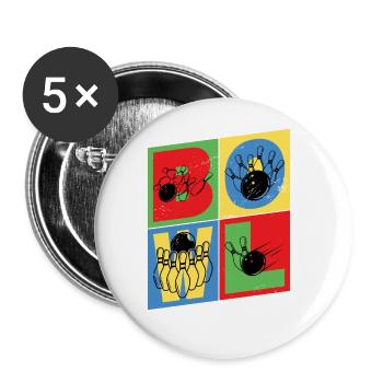 Bowling Bowling Bowling Ball Pins Bowling Players - Buttons large 2.2''/56 mm (5-pack) - white - Front