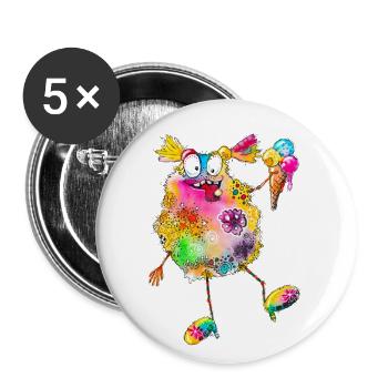 Monsterinchen Bibi - Lot de 5 grands badges (56 mm) - blanc - Devant