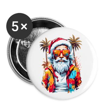 Cool Santa Claus - Buttons large 2.2''/56 mm (5-pack) - white - Front