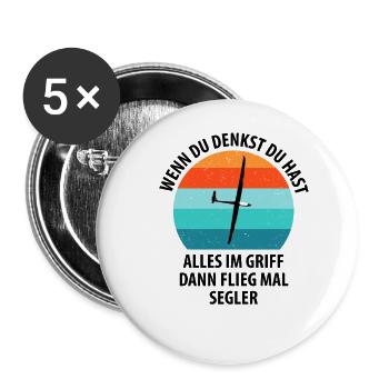 Segelflieger Segelfliegen Segelflugzeug Fliegen - Buttons groß 56 mm (5er Pack) - Weiß - Vorne