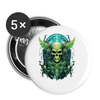 crâne, crâne, squelette, obscurité, sombre - Lot de 5 grands badges (56 mm) - blanc - Devant