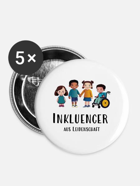 Inkluencer - Buttons groß 56 mm (5er Pack) - Weiß