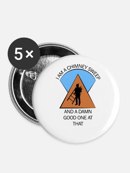 Schornsteinfeger Schlotfeger - Buttons groß 56 mm (5er Pack) - Weiß