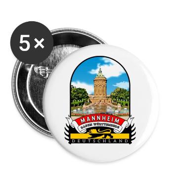 Deutschland Mannheim baden-wDeutürtemberg souvenir - Buttons groß 56 mm (5er Pack) - Weiß - Vorne