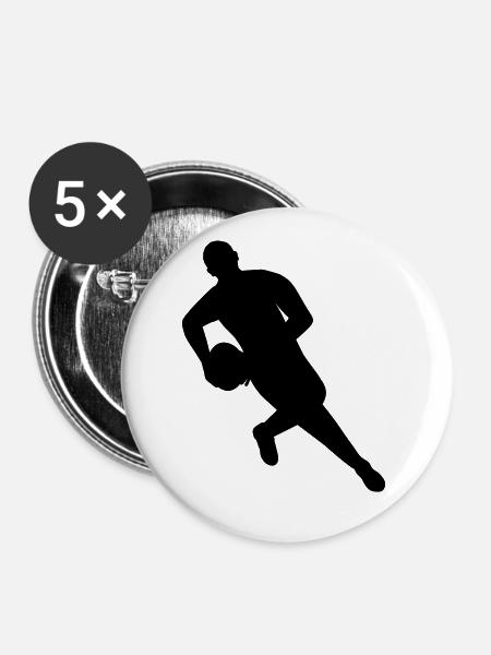 Rugby in Bewegung - Buttons groß 56 mm (5er Pack) - Weiß