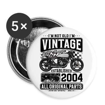 2004 Vintage Birthday Cafe Racer Motorcycle - Buttons large 2.2''/56 mm (5-pack) - white - Front