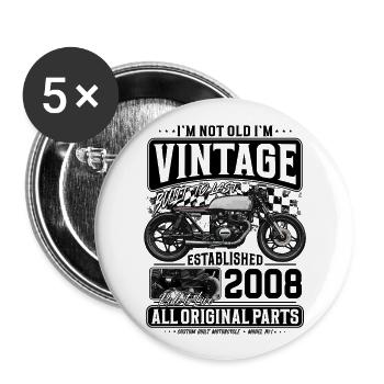 2008 Vintage Birthday Cafe Racer Motorcycle - Buttons large 2.2''/56 mm (5-pack) - white - Front