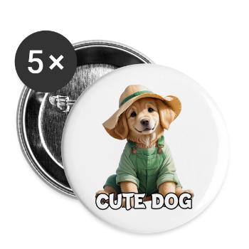 Golden Retriever - Buttons large 2.2''/56 mm (5-pack) - white - Front