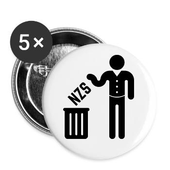 NZS in die Mülltonne / den Müll! (Gegen Rechts, B) - Buttons groß 56 mm (5er Pack) - Weiß - Vorne