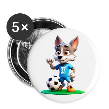 wolf soccer 2 - Lot de 5 grands badges (56 mm) - blanc - Devant
