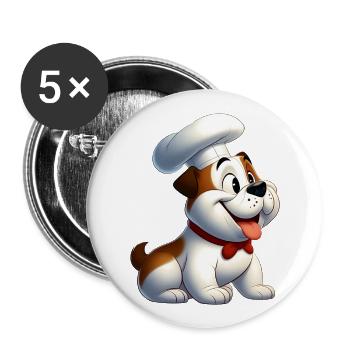 bouledogue anglais 4 - Lot de 5 grands badges (56 mm) - blanc - Devant