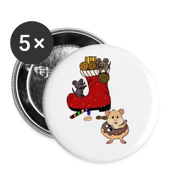 Santa Claus Kids Child Christmas Xmas - Buttons large 2.2''/56 mm (5-pack) - white - Front