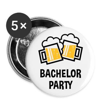 Bachelor Party (JGA Bier Bayrische Bierkrüge / 2C) - Buttons groß 56 mm (5er Pack) - Weiß - Vorne