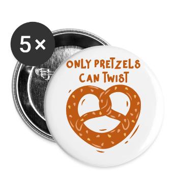 Brezeln Brezel lustig - Buttons groß 56 mm (5er Pack) - Weiß - Vorne
