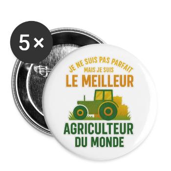 Le meilleur agriculteur du monde - Lot de 5 grands badges (56 mm) - blanc - Devant