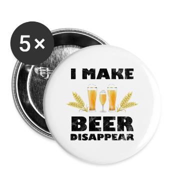 Bier lustiger BierSpruch mit Bier - Buttons groß 56 mm (5er Pack) - Weiß - Vorne