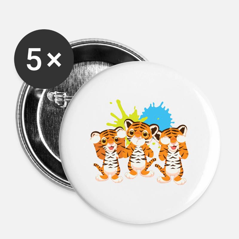 tiger - Buttons groß 56 mm (5er Pack) - Weiß