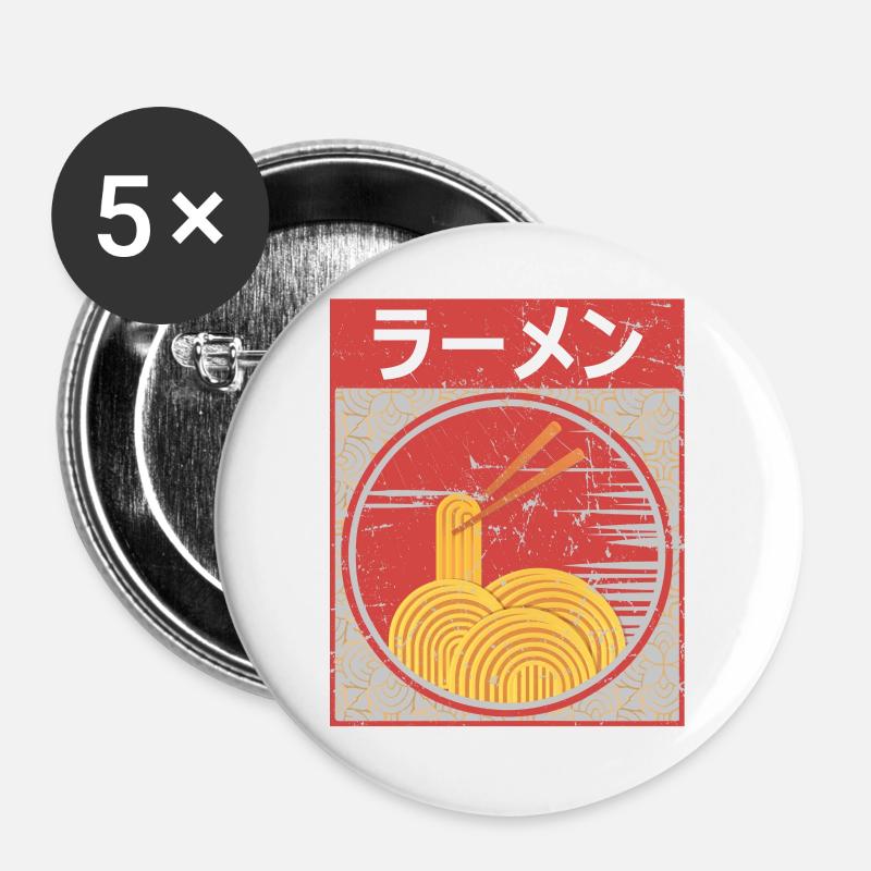 Vintage Japanese Ramen Anime Gift Retro Ramen - Buttons large 2.2''/56 mm (5-pack) - white