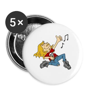 Air Guitar Rock'n'Roll Heavey Metal Gift - Buttons large 2.2''/56 mm (5-pack) - white - Front
