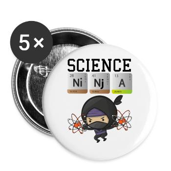 Science Ninja Design Funny Chemistry Elements - Buttons large 2.2''/56 mm (5-pack) - white - Front