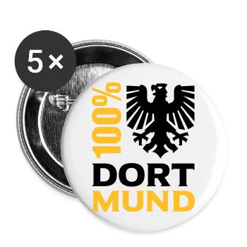 100% Dortmund (Adler) - Buttons groß 56 mm (5er Pack) - Weiß - Vorne